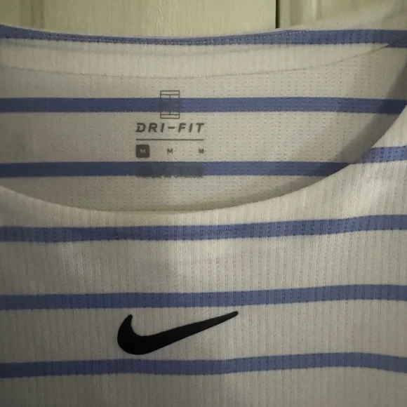 Nike Women's White and Blue Striped Tank Top - Picture 2 of 2